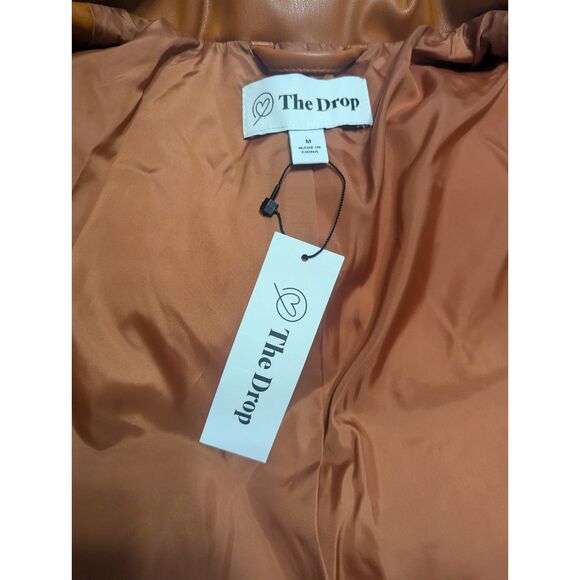 🤎 The Drop Priscilla Vegan Leather Puffer Size M NWT - Picture 11 of 12